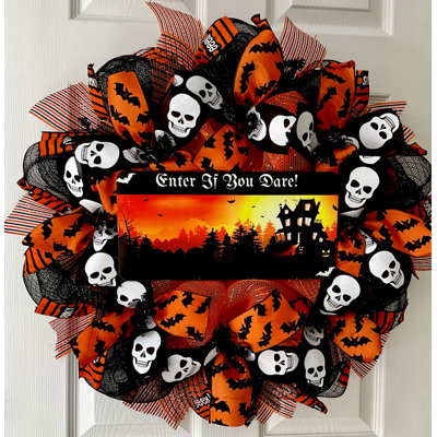 Couronne d'Halloween personnalisée «Entrez si vous l'osez»