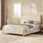 Bed Frame and Headboard, Corduroy Upholstered Bed Frame, Vertical Channel Design Headboard-1261560307-1261560311