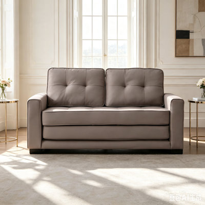 58"W x 29"D x 32"H Tufted Convertible Sofa Bed, Wooden Frame Upholstered Pull Out Sleeper Loveseat, Multi Purpose Couch Sleeper for Residential & Commercial Space