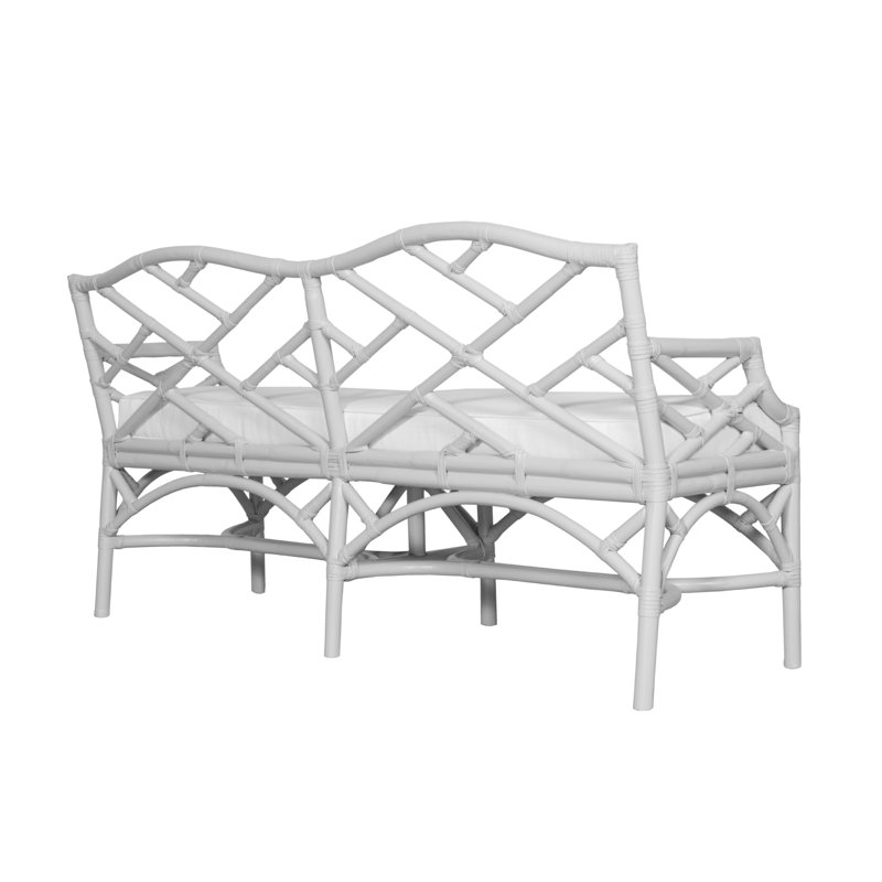 Chippendale Rattan Bench, White