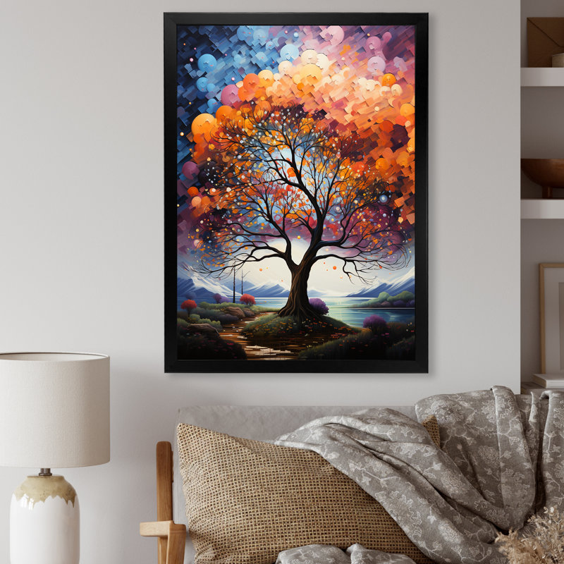 «Oak Trees Rainbow Of Colors I», reproduction d'art sur toile, H 32 po x l 24 po x P 1 po, Cadre simple noir