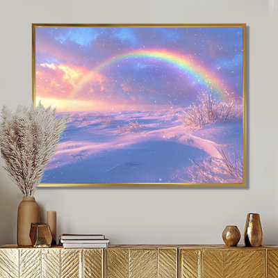 Arc-en-ciel sur la toundra enneigée II - arc-en-ciel, art mural