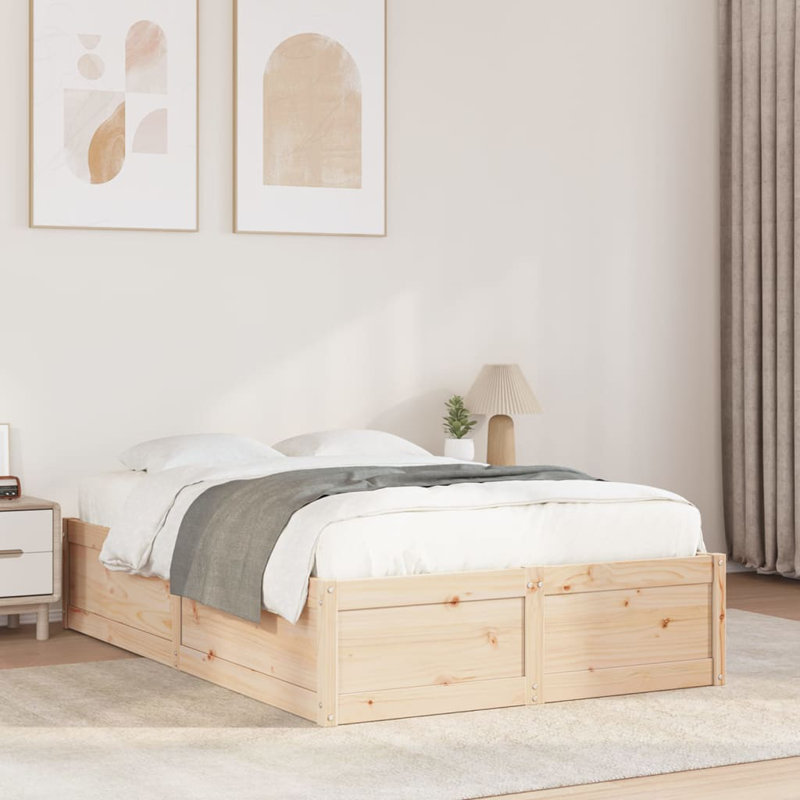 Eringate Solid Wood Bed, Brown, UK Double - DE 135 x 190 cm
