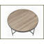 Table basse ronde en chêne gris patiné - base en métal industriel, support stable en X et amp; Assemblage facile