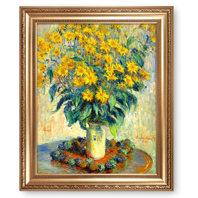 Fleurs de topinambours de 1880 par Claude Monet, encadré, grand format doré