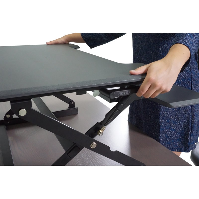 Effie Adjustable Metal Base Standing Desk Converter, Charcoal Gray/Black, 31" W x 23" D