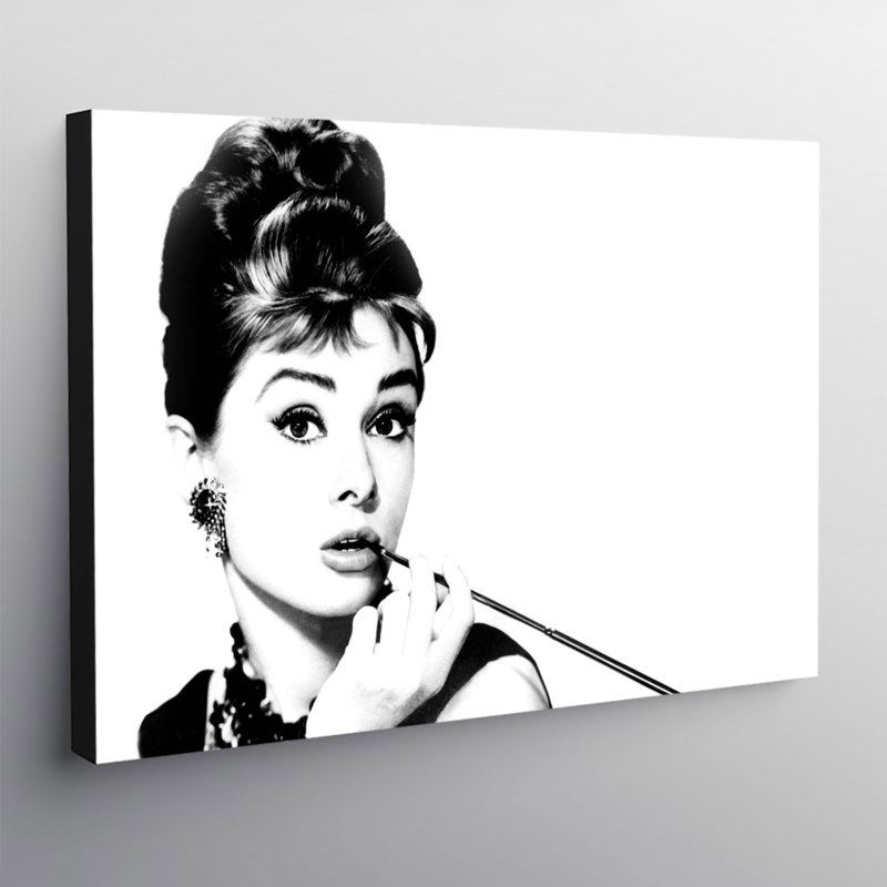 Audrey Hepburn Black And White - Wrapped Canvas Print, 30.5cm H x 41cm W x 4cm D