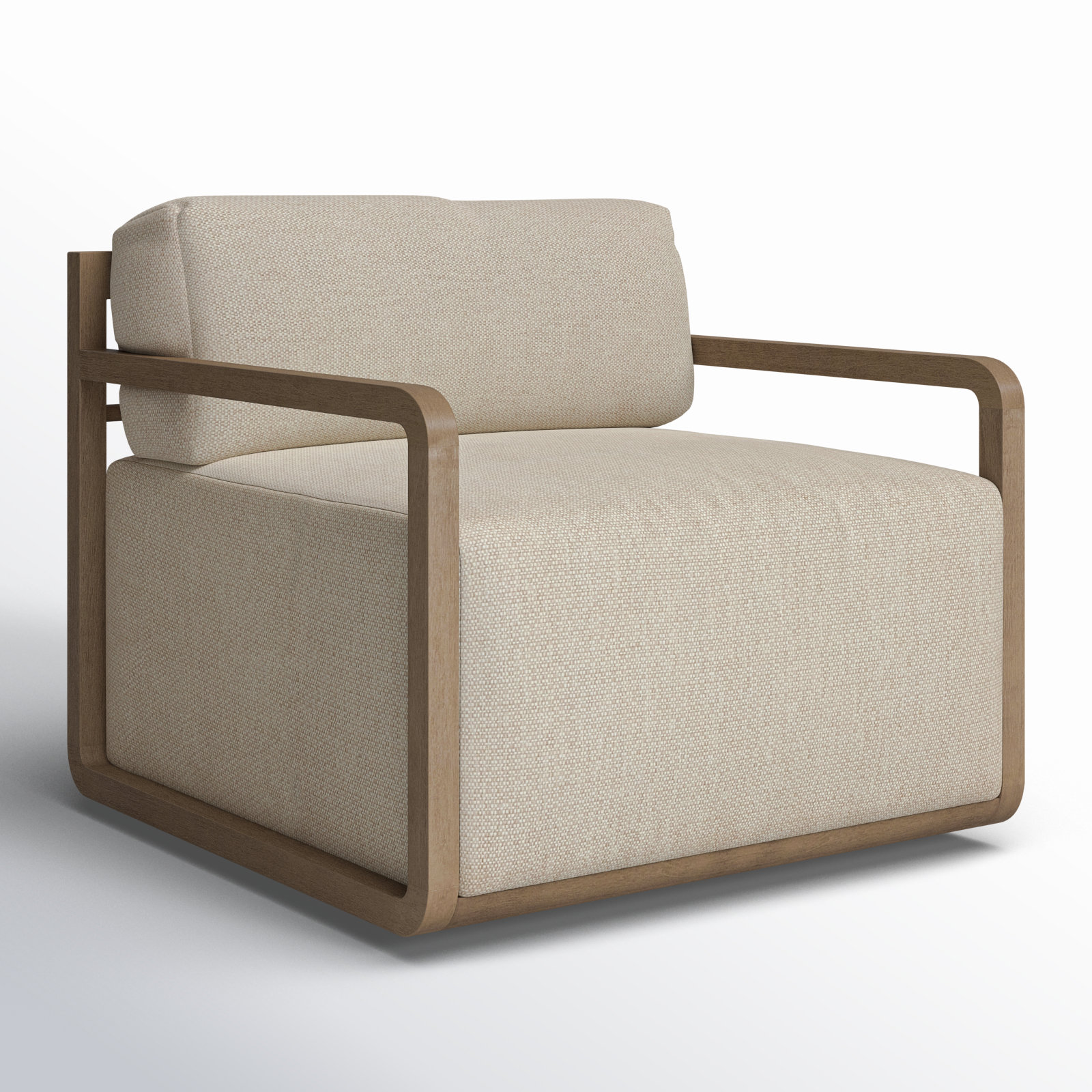 Navarre Swivel Teak Outdoor Lounge Chair, Faye Sand