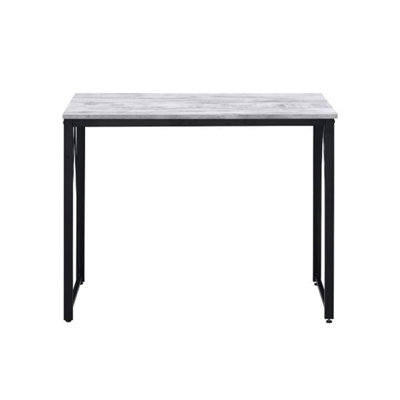 Bureau d'écriture rectangulaire avec base en métal, blanc antique et noir
