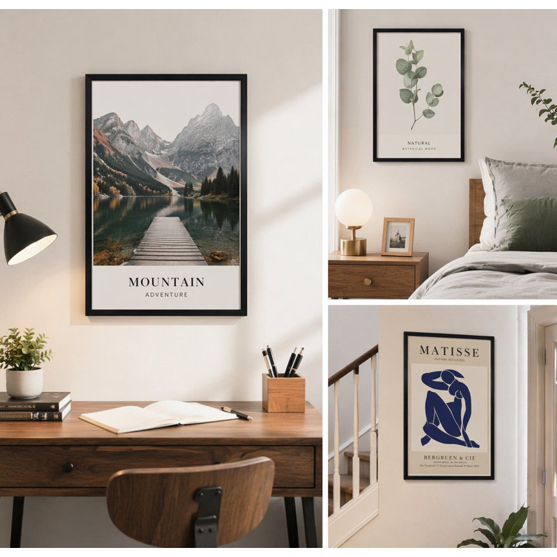 Poster Frame Set, Gold Gallery Wall Frames , Black, 12" x 18"