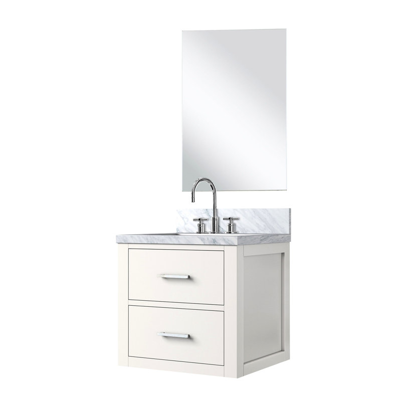 Ensemble de meuble-lavabo de comptoir en acrylique blanc avec robinet et Miroir - meuble-lavabo 20 po x l 20 po x P 18 po, inclus
