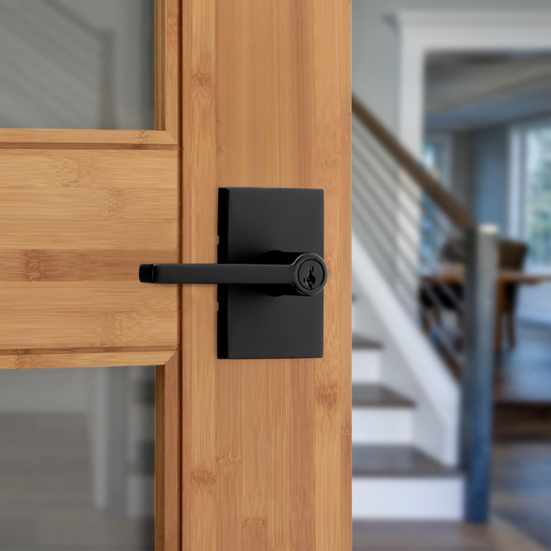 Halifax Keyed Entry Lever featuring SmartKey Security, Matte Black