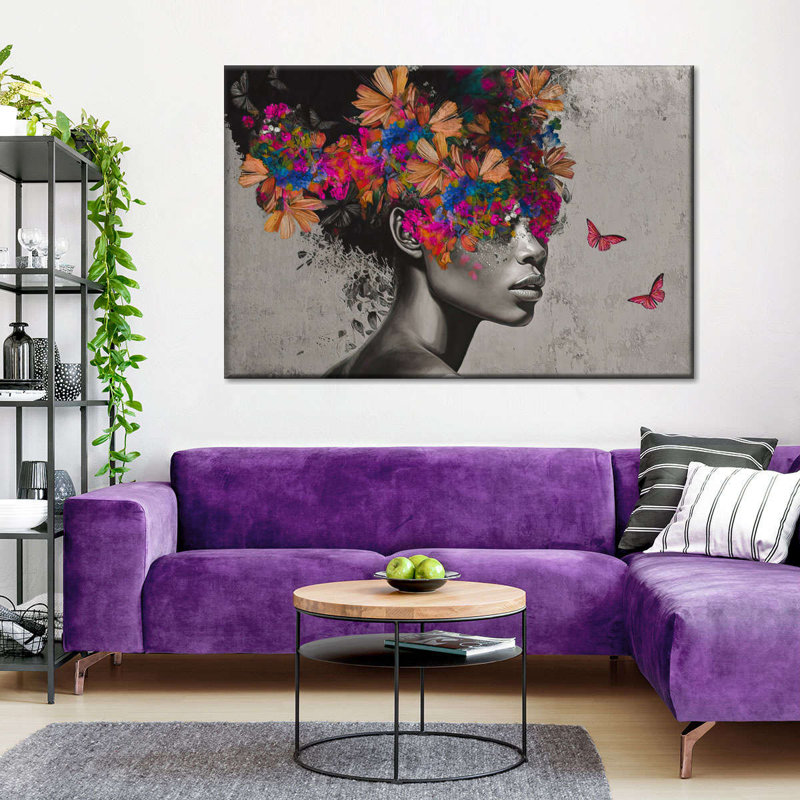 «Fluttering Afro Pop» sur toile, H 34 po x l 51 po x P 1,25 po