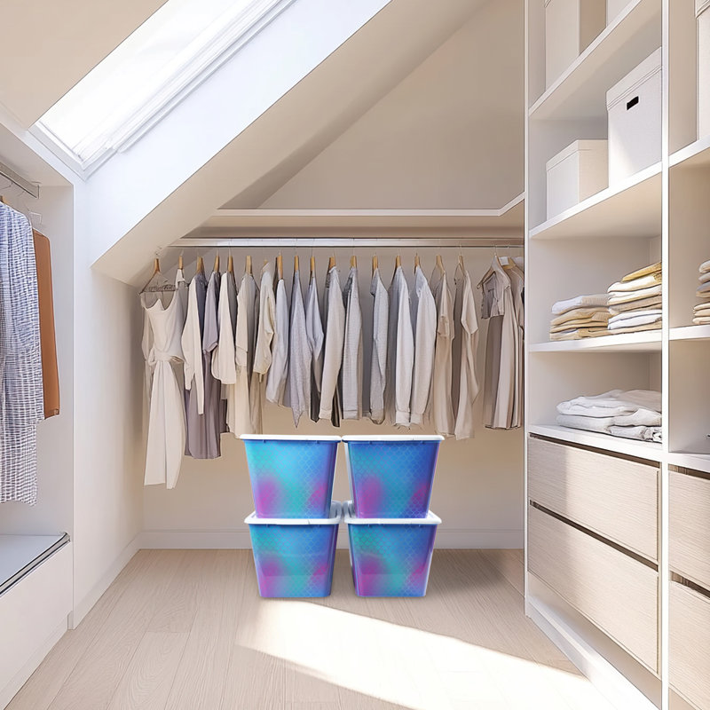 Bacs de rangement en plastique 14,5 gallons avec couvercles empilables pour l'organisation de la maison SimplyKleen