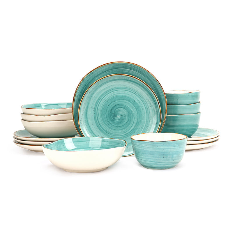 Service de table 16 pièces HomeVSS Highland, Tourbillon turquoise