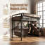 Lit mezzanine en métal avec bureau intégré AVELOR, éclairage DEL et escalier de rangement pour enfants et adolescents, économiseur d'espace multifonctionnel-2107045384-2107045387