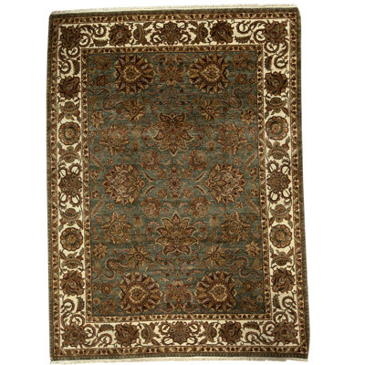 Tapis vert / brun de haute qualité noué à la main