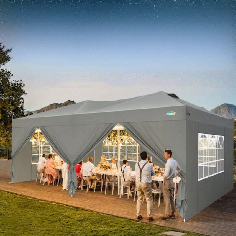 Canopy 10x20 Pop Up Canopy Tent with 6 Sidewalls, One Push Party Tents for Parties Outdoor Wedding Waterproof Gazebo Commercial Event Tent with Sandbags