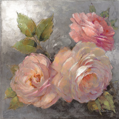 " Roses On Gray II Crop " by Peter McGowan Painting Print