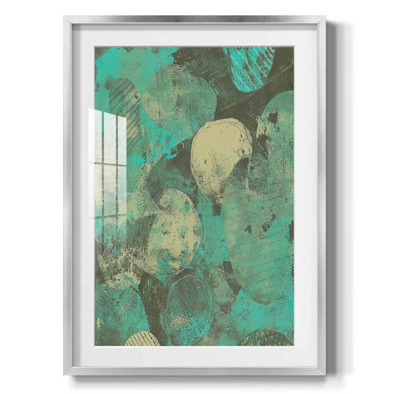 Minty Green Orbs II - impression encadrée, Argent argent