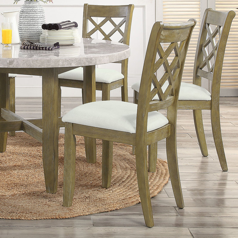 Ensemble de 2 chaises d'appoint en chêne beige et rustique avec coussin de siège rembourré pour le style repas