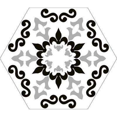 Trafale Dio gris, 8 po x 9 po Carreau de porcelaine Hexagon Encaustic