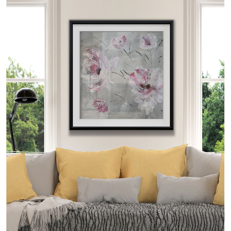 «Blush Bloom I», reproduction d'art encadrée, H 23 po x l 23 po x P 1,5 po, Cadre noir