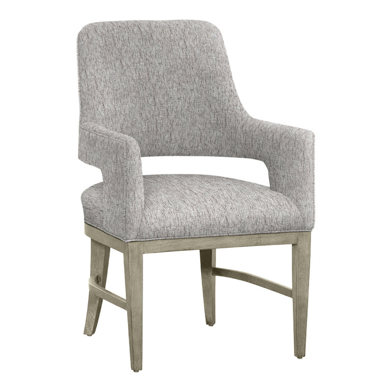 Chaise avec accoudoirs Josie, Amande chamois, Fumée 9508