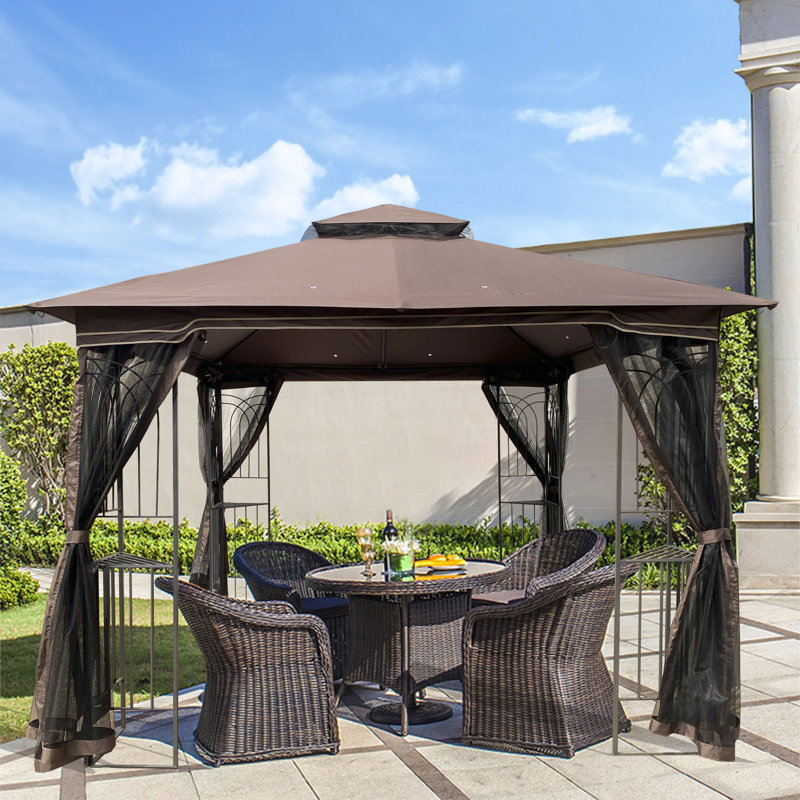 Outdoor Patio Gazebo Canopy Tent With Ventilated Double Roof And Mosquito Net(Detachable Mesh Screen On All Sides),Suitable For Lawn, Garden, Backyard And Deck