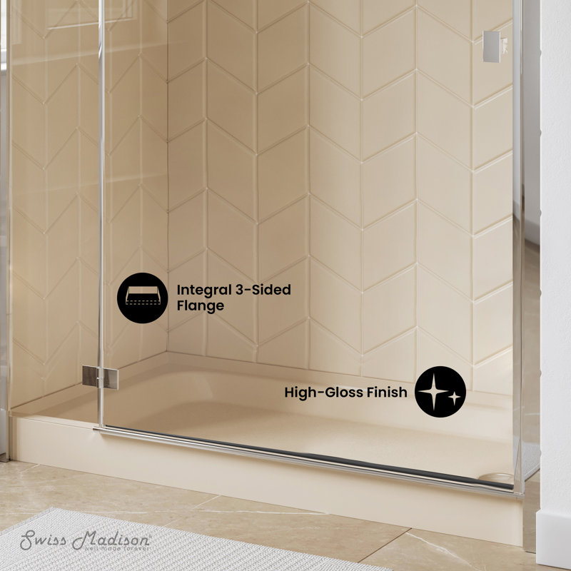 Voltaire 60" x 32" Single-Threshold, Shower Base, Biscuit, Right
