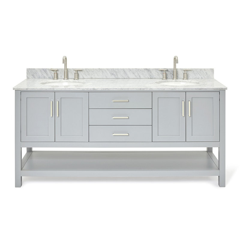 Magnolia Bath Vanity Rectangular Basin S073DCW2R,  73", Rectangle , Gray