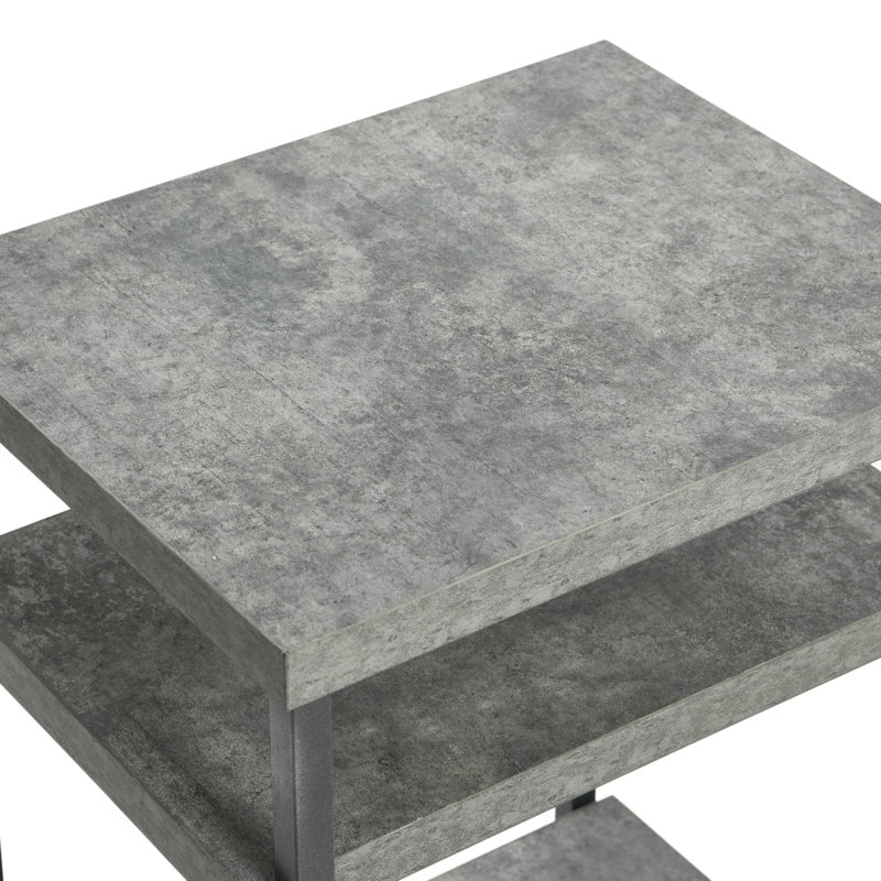 3 Tier Side Table, Gray/Black