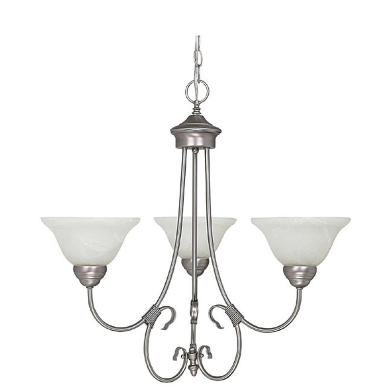 HomePlace 3 - Light Dimmable Classic / Traditional Chandelier, Matte Nickel, 3