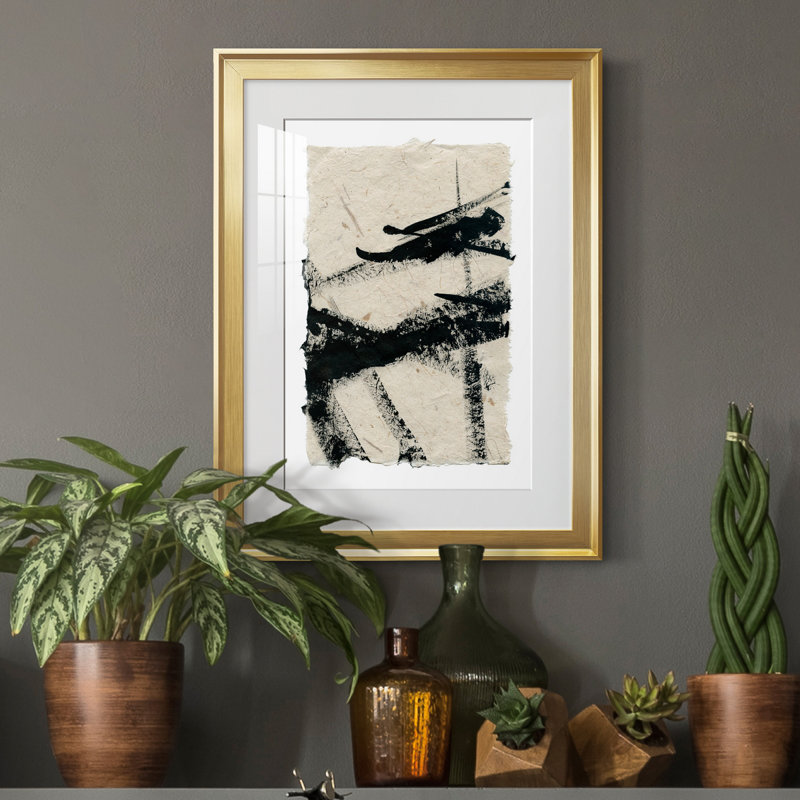 «Lines Crossed II», peinture sur toile encadrée, H 22,5 po x l 30,5 po x P 1,5 po, Or
