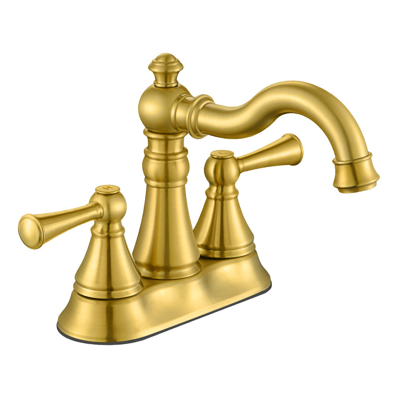 Centerset 2-handle Bathroom Faucet with Drain Assembly, Brushed Gold
