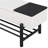 Contemporary Upholstered Storage Bench, Black Finish, Beige Upholstery, Rubber Wood Legs, Arc - Shaped Sanded Organized-951108590-951108591-951108589