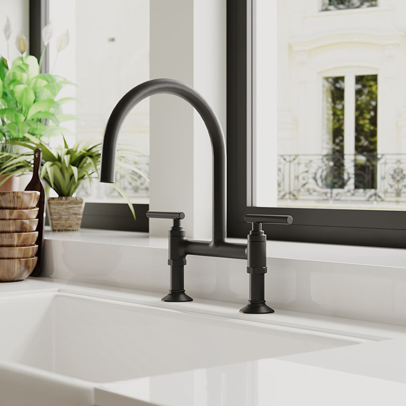 Robinet de cuisine Bridge, Noir mat