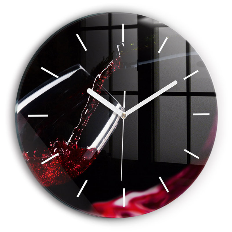 Glass Wall Clock, Red/Black