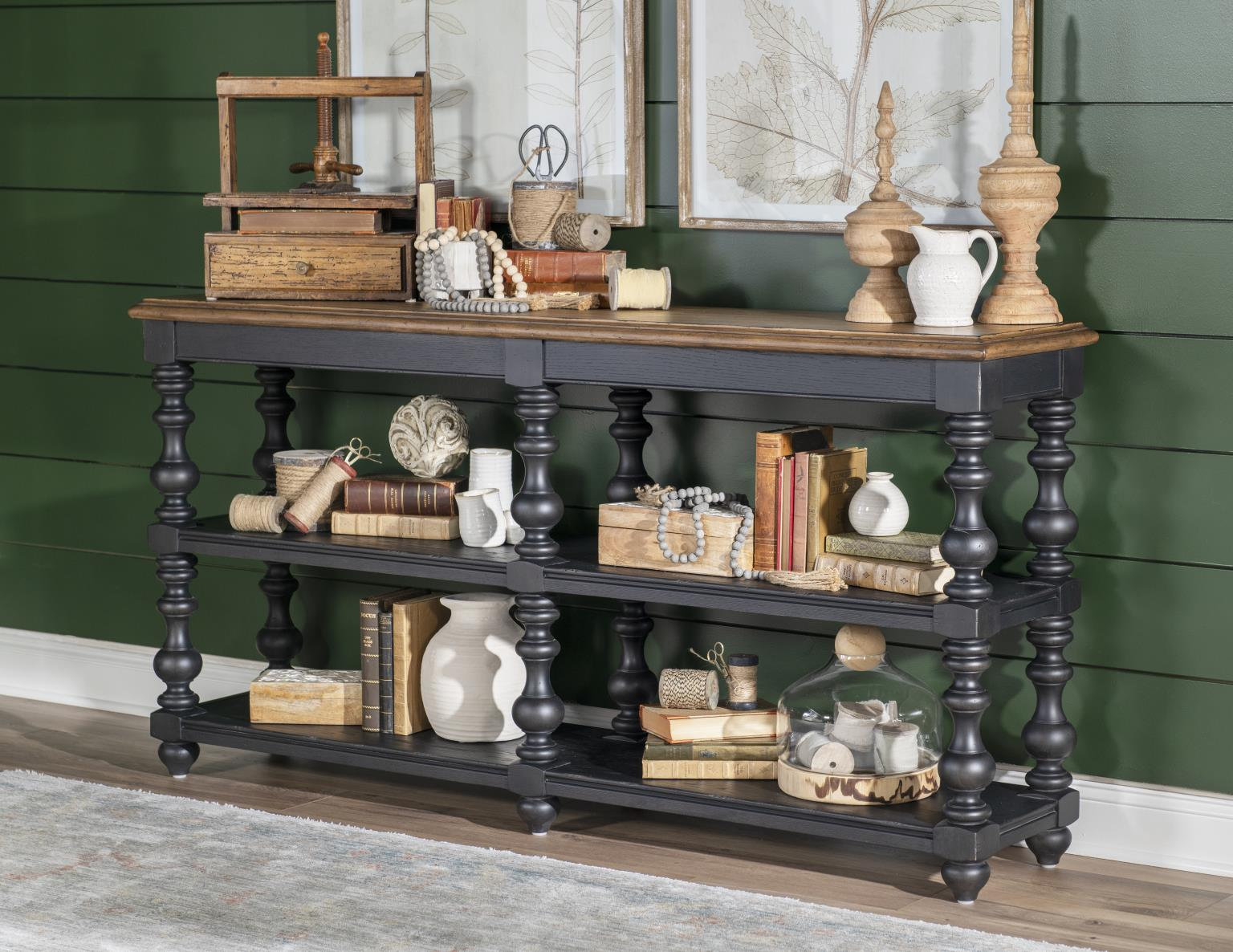 Country Living Bobbin Console Table, Black