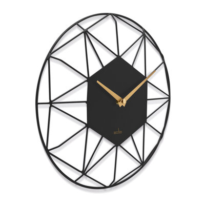 Acctim Wall Clock Quartz Metal Geometric Wire Frame Open Dial 30cm