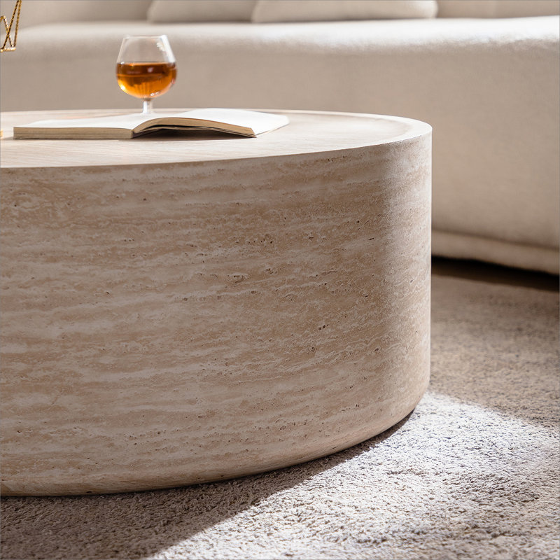 Stylish Round Coffee Table With Mars Pattern For Living Room, Modern Design, No Assembly Required, Ideal For Various Decor Styles