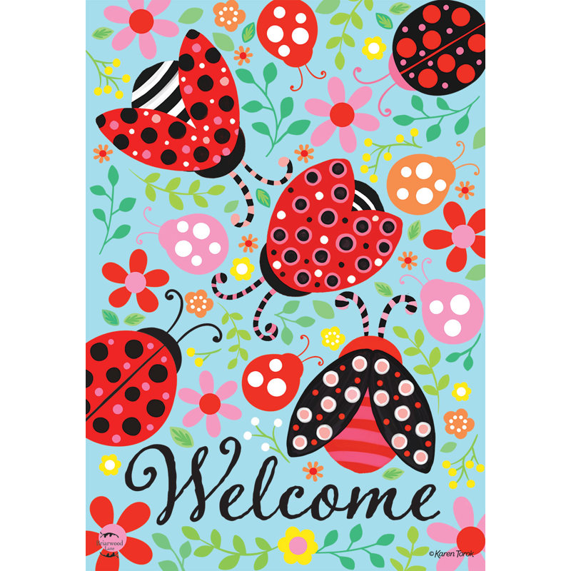 Patterned Ladybugs House Flag