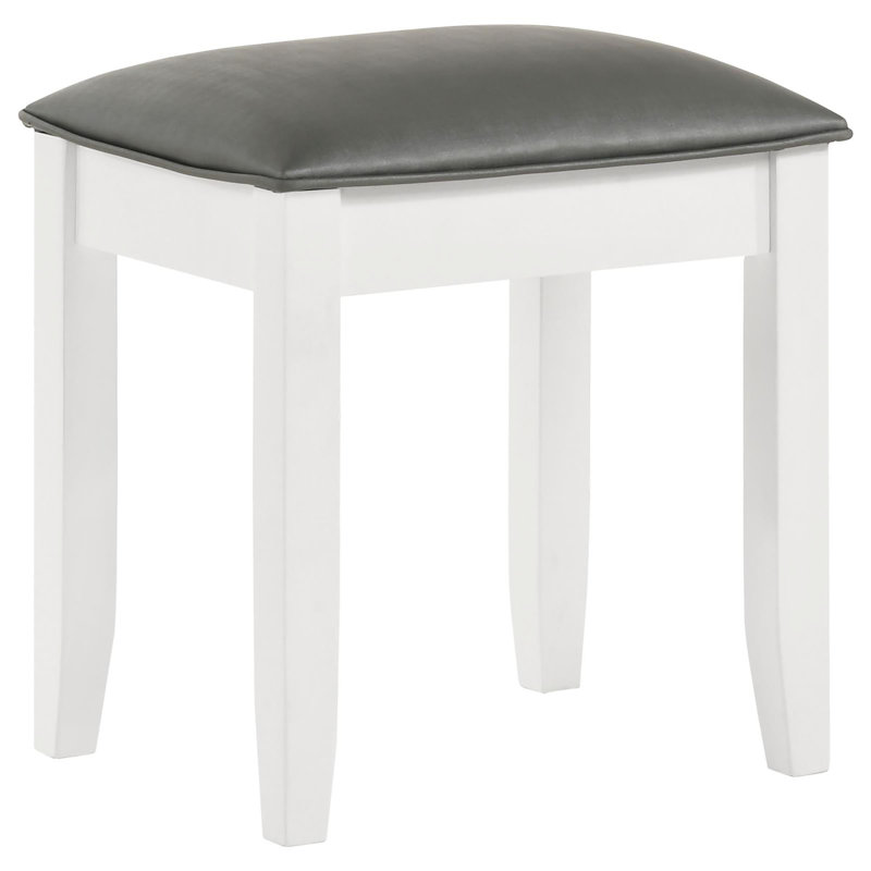 Tabouret de coiffeuse blanc avec siège rembourré, alliant esthétique moderne et élégance classique pour le confort et le style