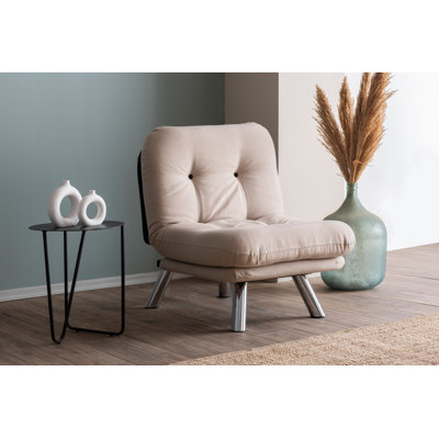 Canapé-lit polyvalent à 1 place en tissu de lin crème de 28,0 po x 27,6 po x 15,7 po | Structure 100% métal, tissu facile à nettoyer, dossier multi-positions (lit, relax, assis), capacité de poids de 220 lb, élégant et fonctionnel pour toute pièce