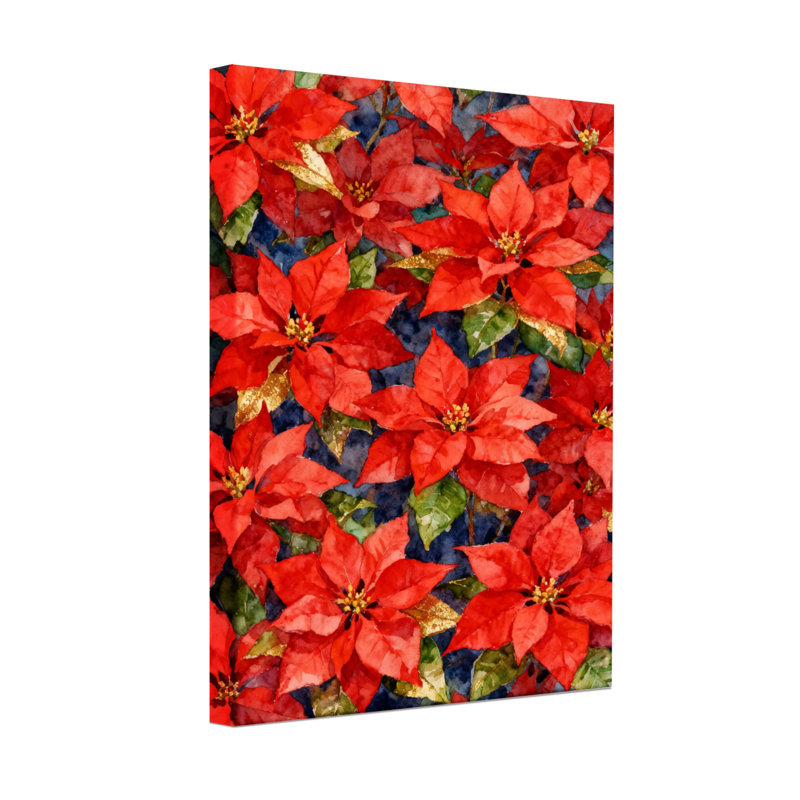 Fleurs de Noël avec poinsettias rouges et feuilles vertes