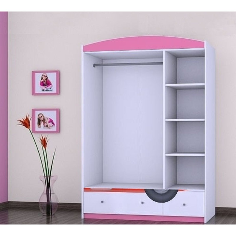 Overstreet 3 Door Wardrobe, Pink