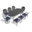 Ensemble de salle à manger 9 pièces en aluminium coulé toutes saisons comprenant 2 chaises pivotantes, 6 chaises de salle à manger et une table ovale avec structure noire (même numéro de pièce: W1710S00387)