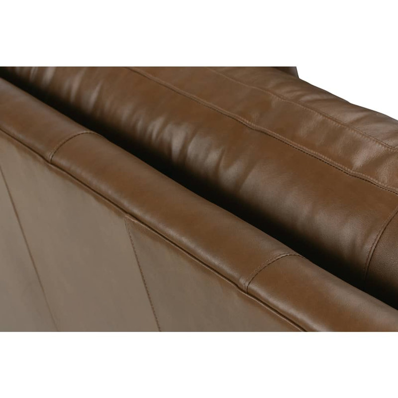 Madeline Leather Bench Cushion Sofa, 34" H x 90" W x 40" D, KL253-94, Dark Brown Wood