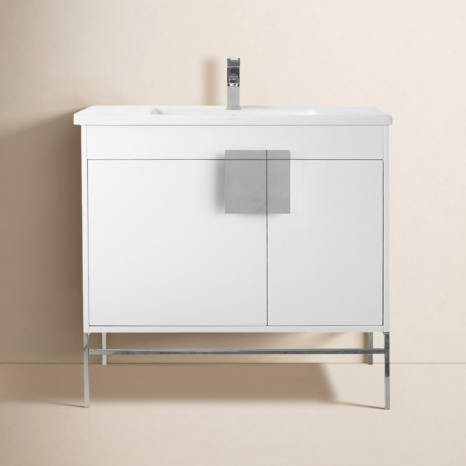 Maisie 36'' Single Bathroom Vanity, White, Polished Chrome