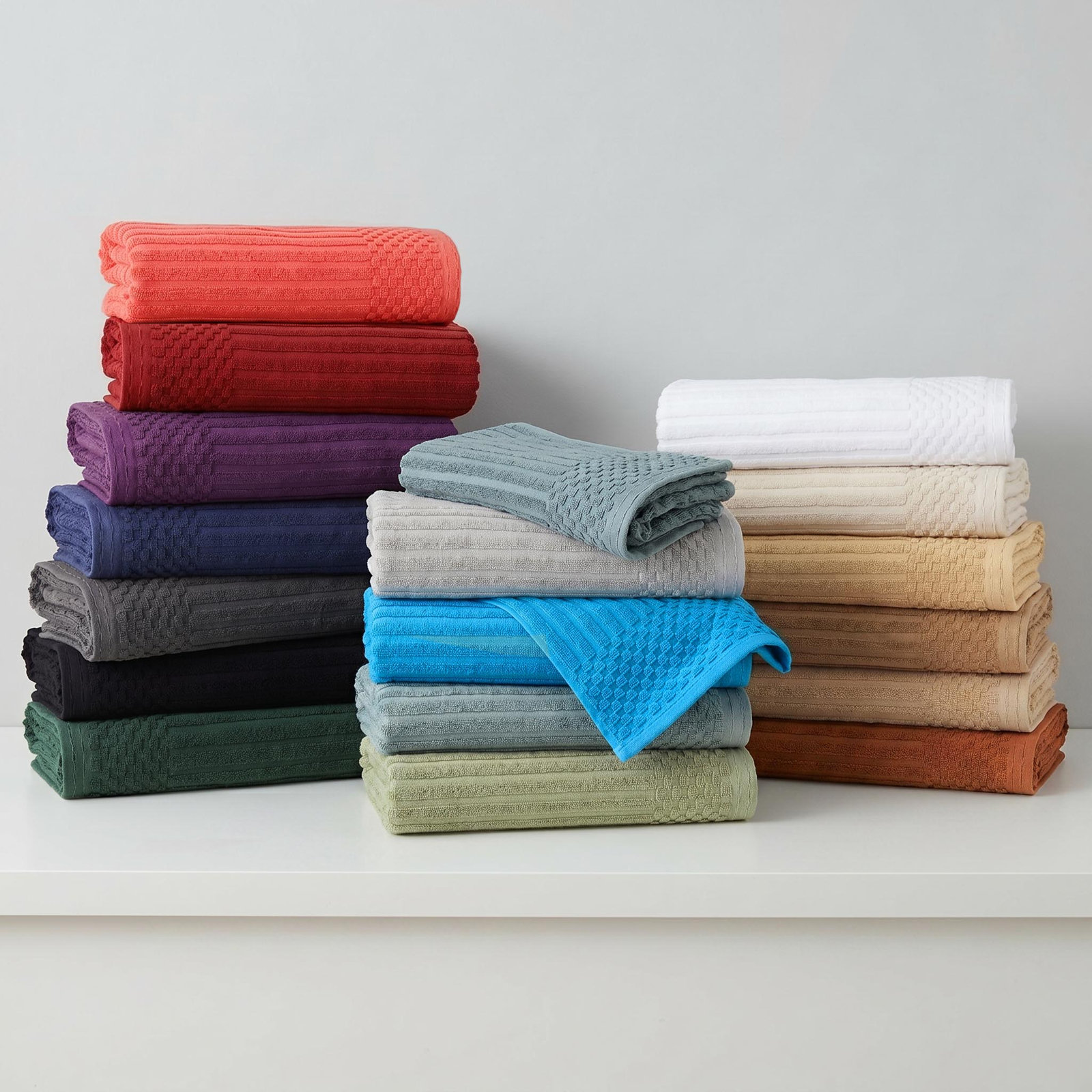 8-Piece Checkered Border Cotton Towel Set, Purple, 8 Piece Towel set (2-bath, 3-hand, 3-face)
